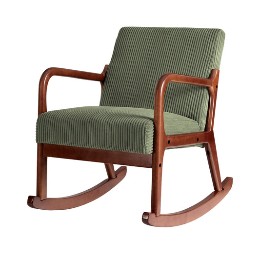 Artiss Rocking Armchair Nursery Chair Corduroy Green - Cosy Abode