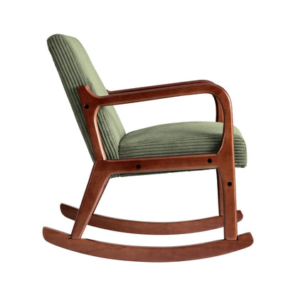 Artiss Rocking Armchair Nursery Chair Corduroy Green - Cosy Abode