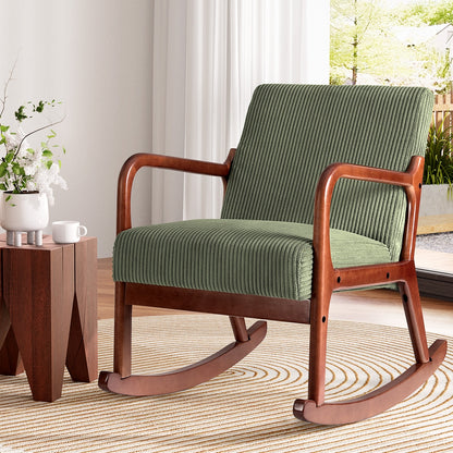 Artiss Rocking Armchair Nursery Chair Corduroy Green - Cosy Abode