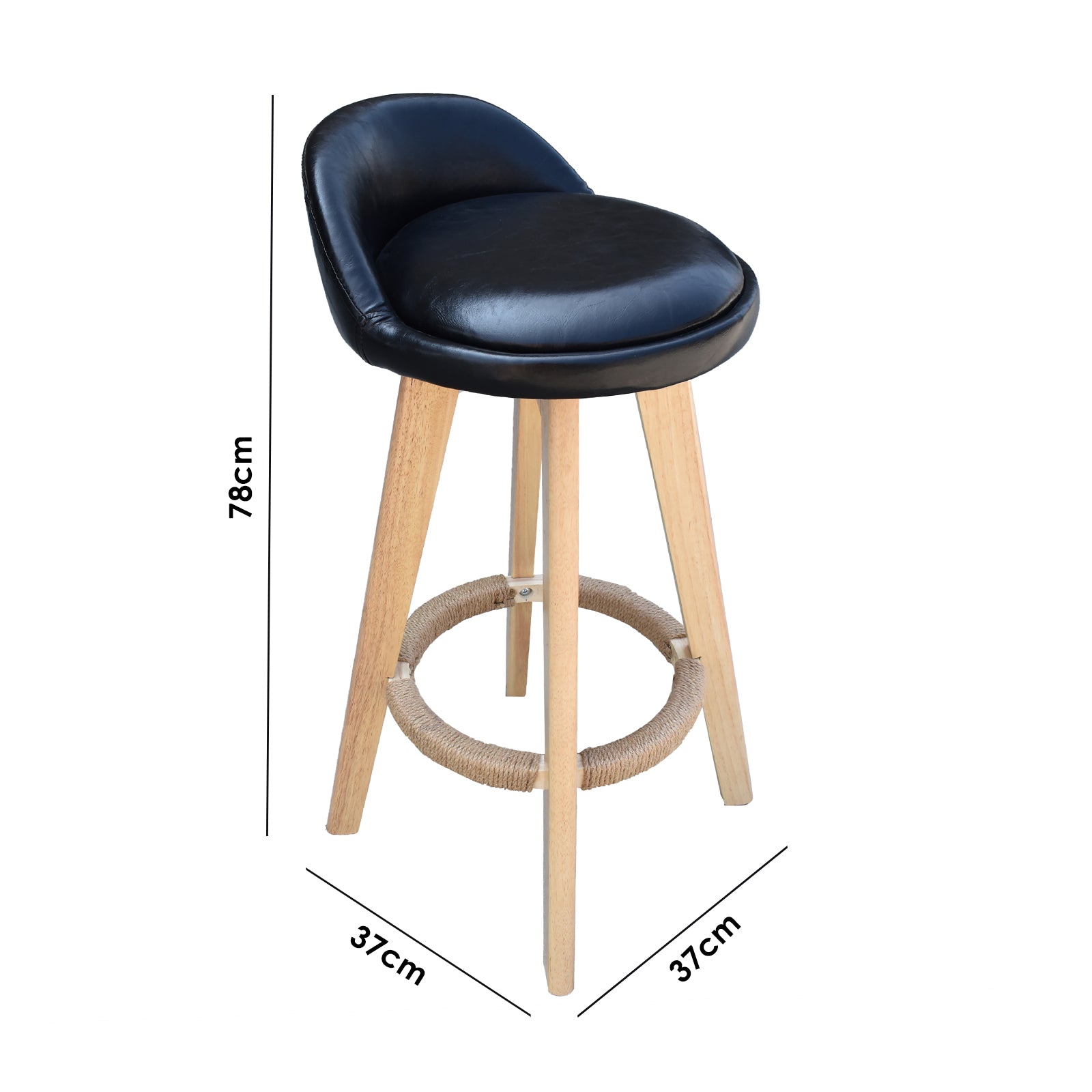 Milano Decor Phoenix Barstool Black Chairs Kitchen Dining Chair Bar Stool - One Pack - Black - Cosy Abode