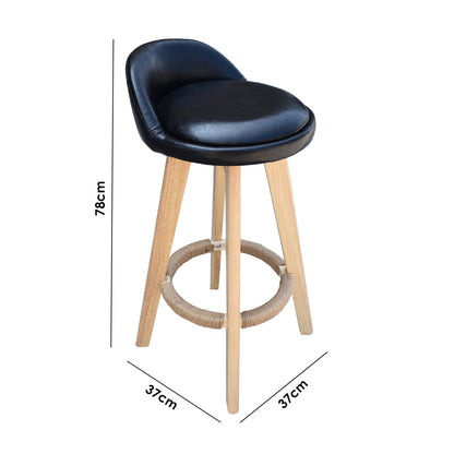 Milano Decor Phoenix Barstool Black Chairs Kitchen Dining Chair Bar Stool - One Pack - Black - Cosy Abode