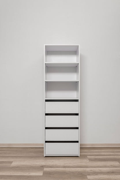 GENEVA THREE SHELF/FOUR DRAWER BUILT IN WARDROBE - FLUTED - Cosy Abode