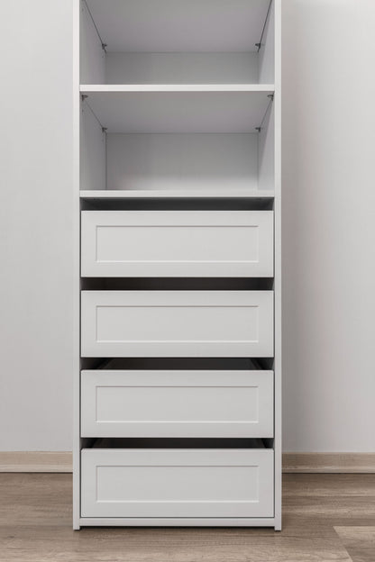 GENEVA THREE SHELF/FOUR DRAWER BUILT IN WARDROBE - HAMPTONS - Cosy Abode