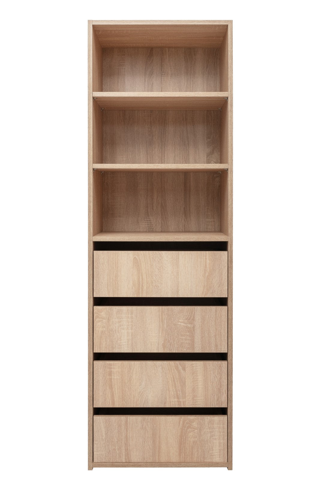 GENEVA THREE SHELF/FOUR DRAWER BUILT IN WARDROBE - CLASSIC - NATURAL OAK - Cosy Abode