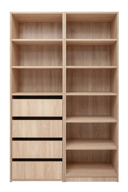 GENEVA THREE SHELF/FOUR DRAWER BUILT IN WARDROBE - CLASSIC - NATURAL OAK - Cosy Abode
