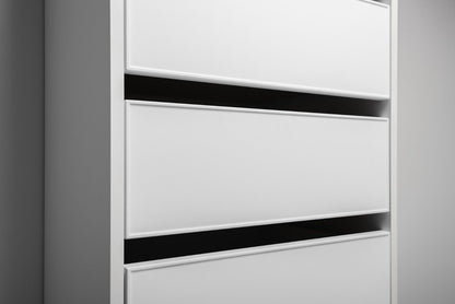 GENEVA THREE SHELF/FOUR DRAWER BUILT IN WARDROBE - SLIM SHAKER - WHITE - Cosy Abode