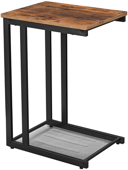 Bedside Table with Mesh Shelf, Rustic Brown - Cosy Abode