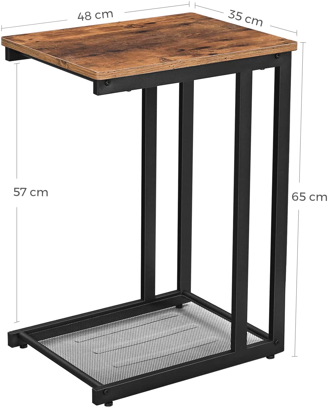Bedside Table with Mesh Shelf, Rustic Brown - Cosy Abode