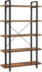 Bookshelf 5-Tier Industrial Stable Bookcase Rustic Brown and Black - Cosy Abode