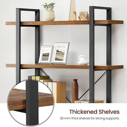 Bookshelf 5-Tier Industrial Stable Bookcase Rustic Brown and Black - Cosy Abode