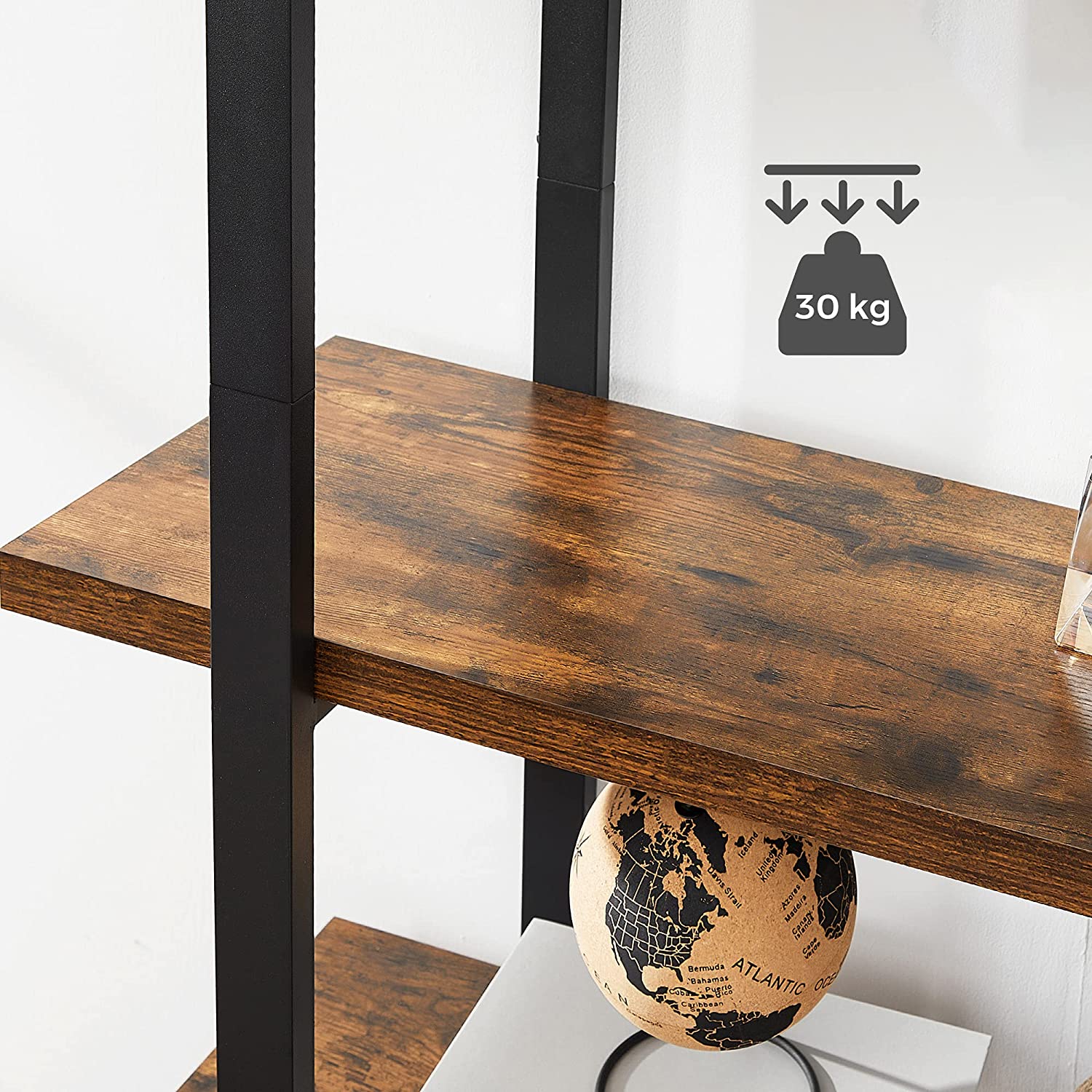 Bookshelf 5-Tier Industrial Stable Bookcase Rustic Brown and Black - Cosy Abode