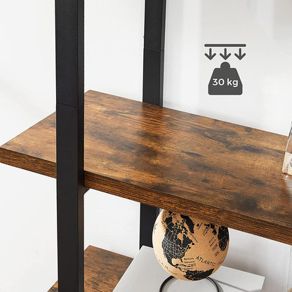 Bookshelf 5-Tier Industrial Stable Bookcase Rustic Brown and Black - Cosy Abode