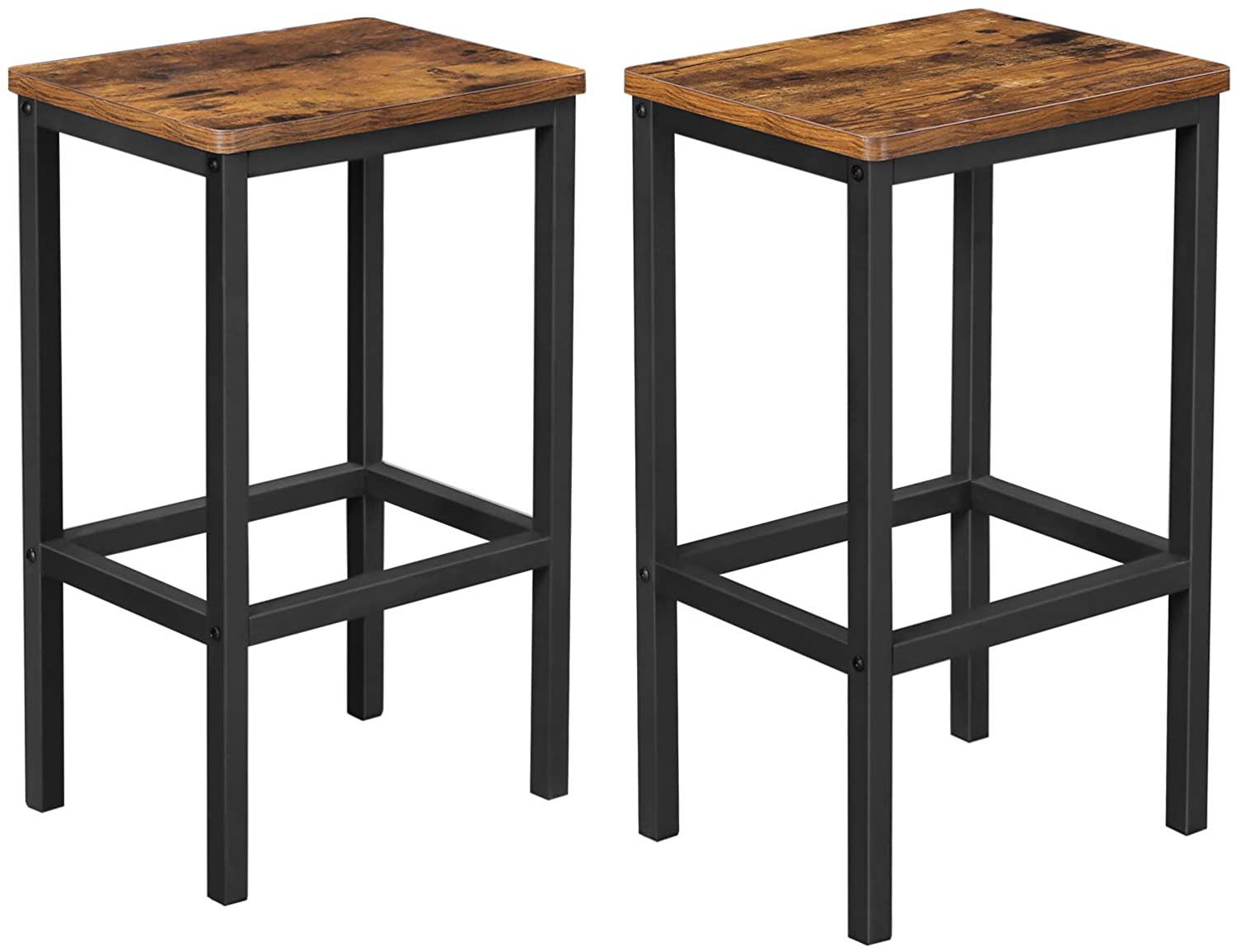 Bar Set Stools of 2 Bar Chairs, Rustic Brown - Cosy Abode