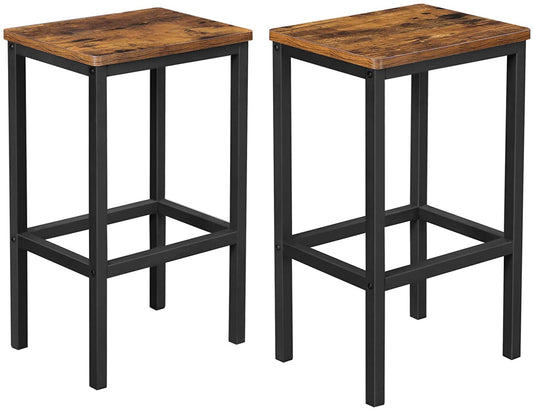 Bar Set Stools of 2 Bar Chairs, Rustic Brown - Cosy Abode