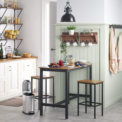 Bar Set Stools of 2 Bar Chairs, Rustic Brown - Cosy Abode