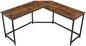 L-Shaped Computer Desk, Rustic Brown and Black - Cosy Abode