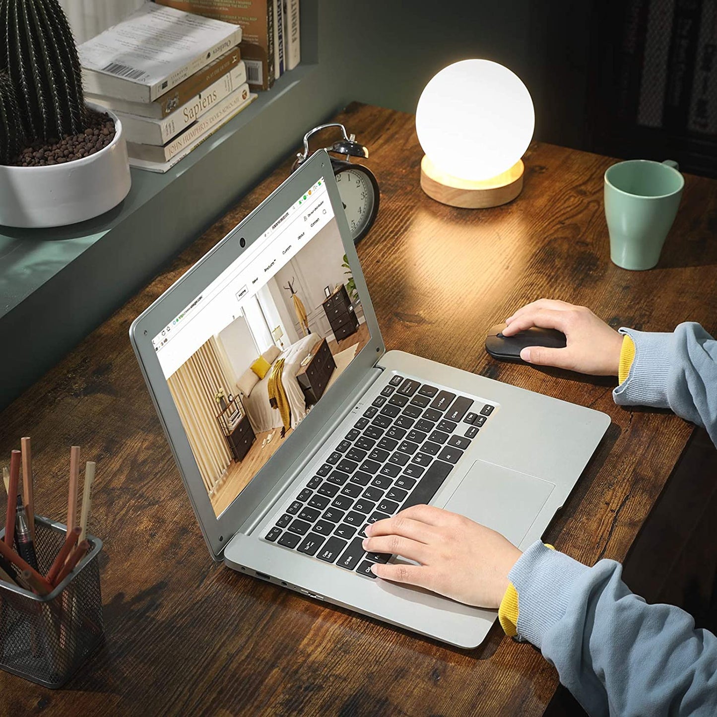 L-Shaped Computer Desk, Rustic Brown and Black - Cosy Abode