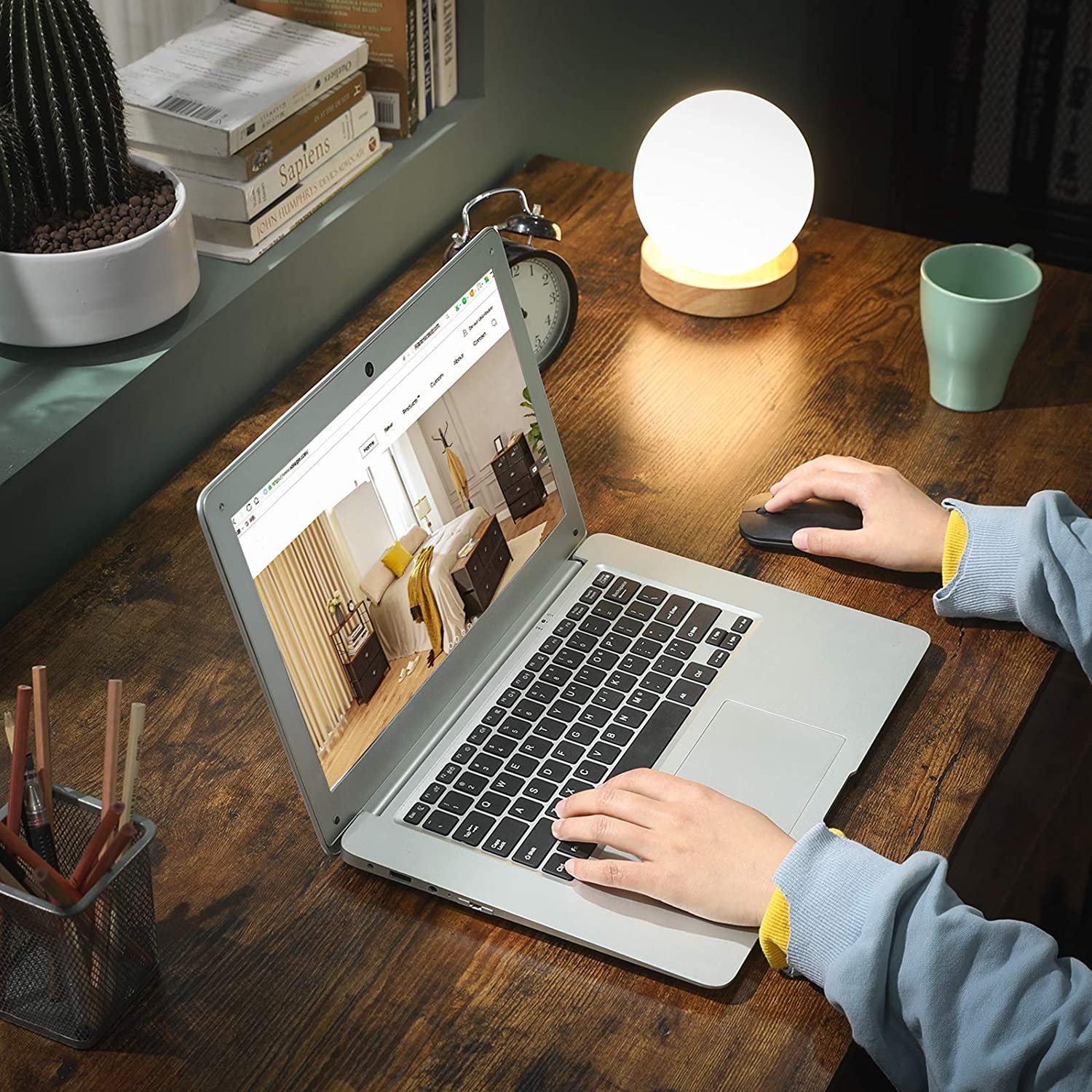 L-Shaped Computer Desk, Rustic Brown and Black - Cosy Abode