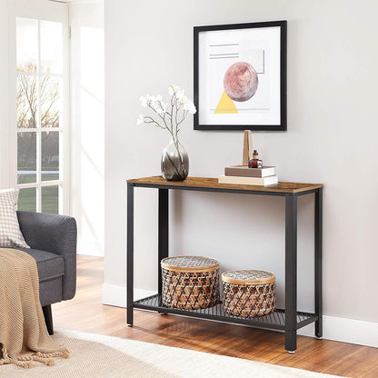 Console Table Metal Frame Rustic Brown - Cosy Abode