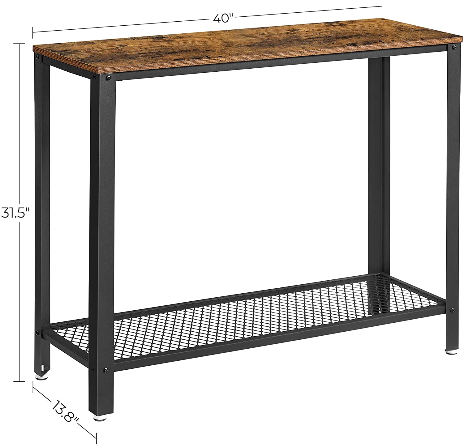 Console Table Metal Frame Rustic Brown - Cosy Abode