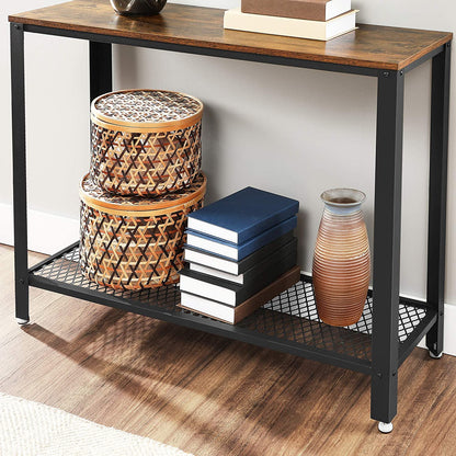 Console Table Metal Frame Rustic Brown - Cosy Abode