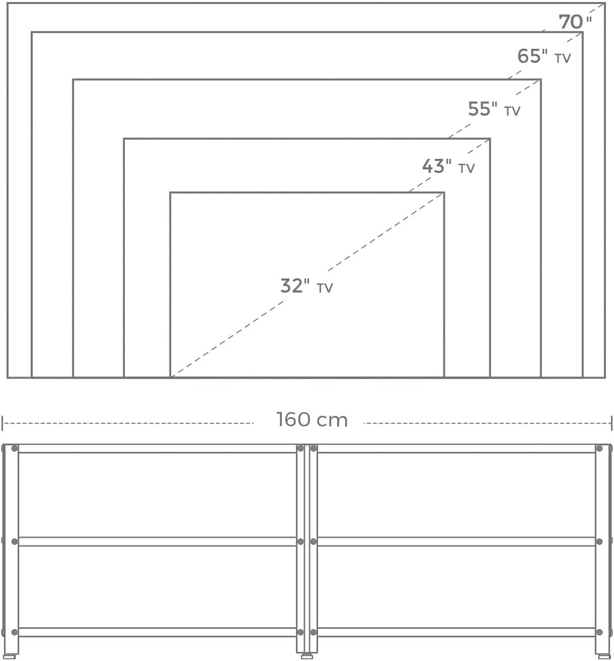 TV Stand for TV Steel Frame up to 178 cm with Shelves for Living Room and Bedroom Furniture Rustic Brown and Black - Cosy Abode