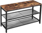 Shoe Rack with 2 Mesh Shelves, Rustic Brown and Black - Cosy Abode