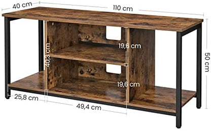 TV Console Unit with Open Storage Rustic Brown and Black Industrial - Cosy Abode