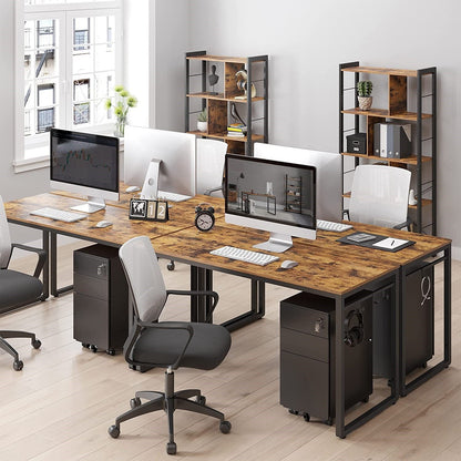 Home Office Desk with 8 Hooks 140 x 60 x 75 cm Rustic Brown and Black - Cosy Abode
