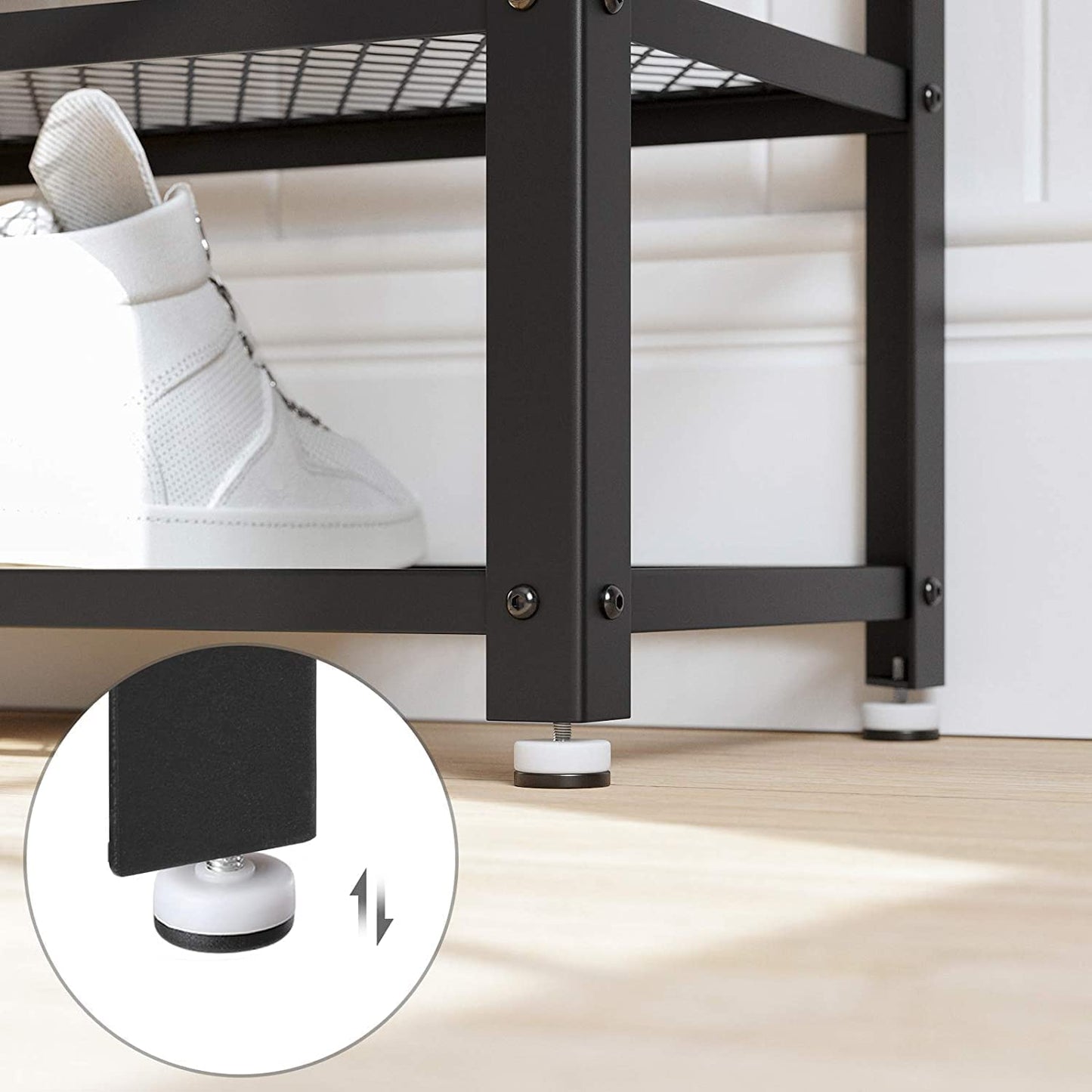 Shoe Rack with 2 Shelves 100 x 30 x 45 cm Rustic Brown and Black - Cosy Abode