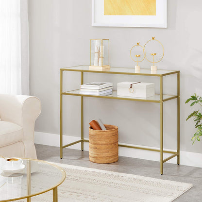 Console Table Metal Frame with 2 Shelves Adjustable Feet - Cosy Abode