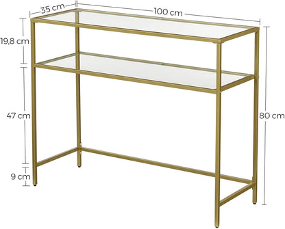 Console Table Metal Frame with 2 Shelves Adjustable Feet - Cosy Abode