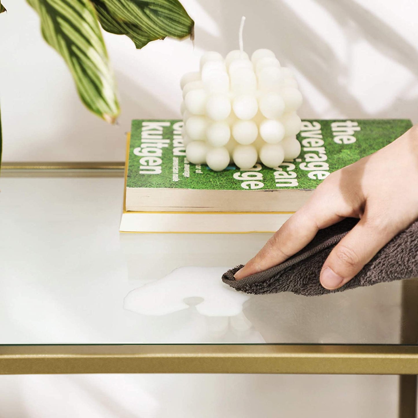 Console Table Metal Frame with 2 Shelves Adjustable Feet - Cosy Abode