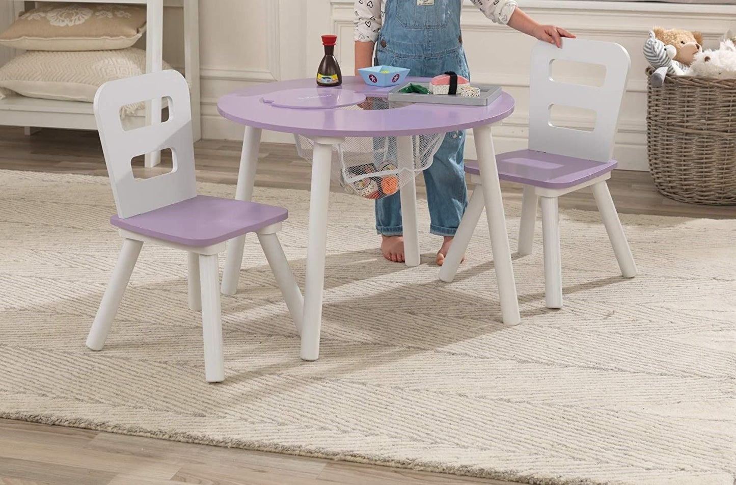 Round Table and 2 Chair Set for children (Lavender) - Cosy Abode