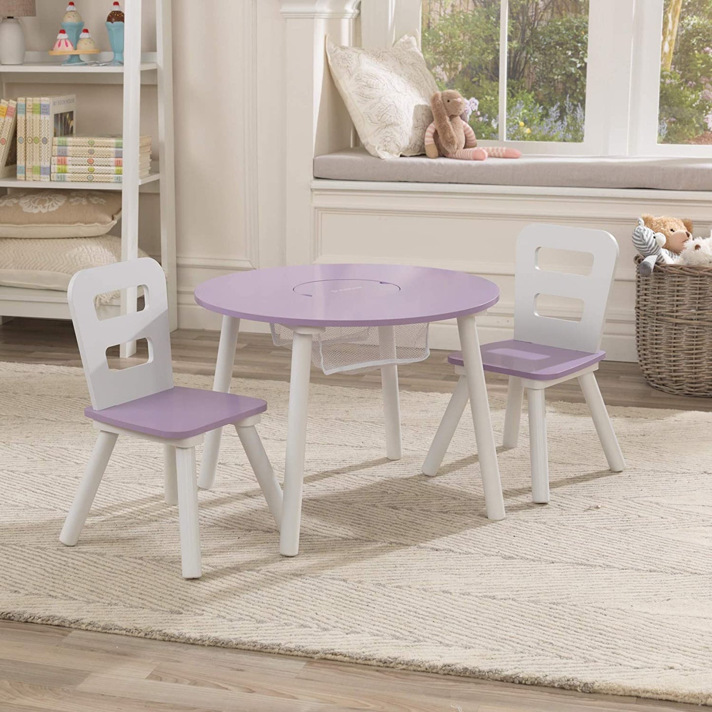 Round Table and 2 Chair Set for children (Lavender) - Cosy Abode