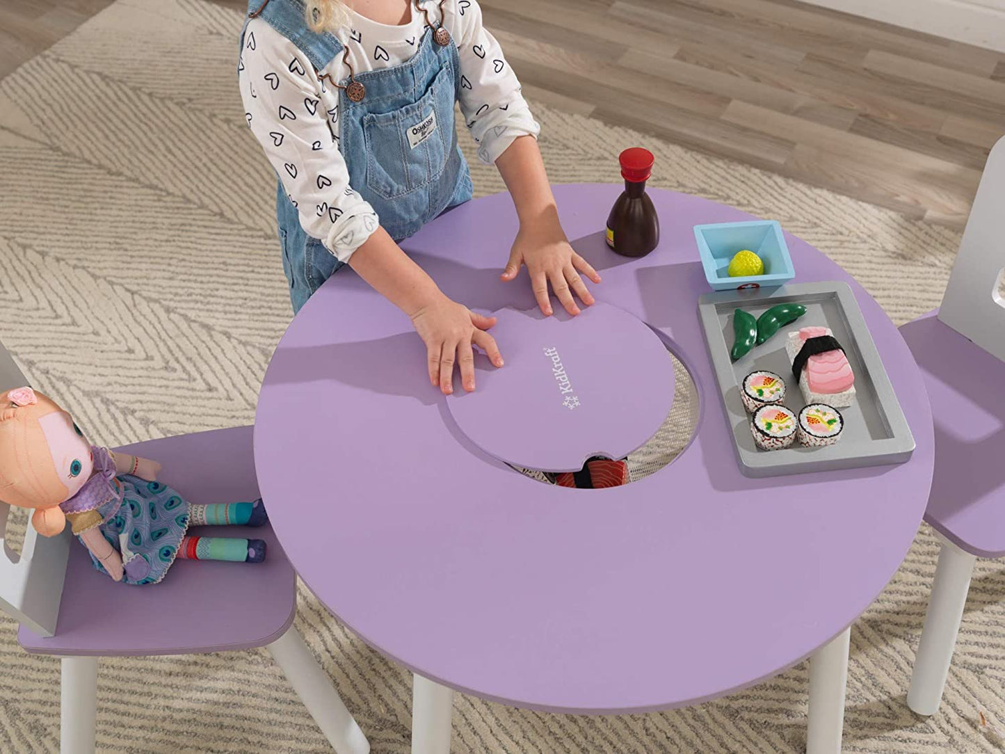 Round Table and 2 Chair Set for children (Lavender) - Cosy Abode