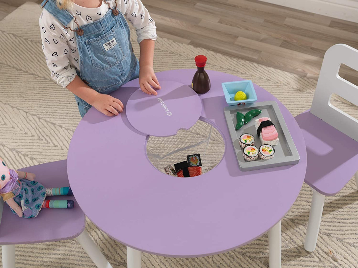 Round Table and 2 Chair Set for children (Lavender) - Cosy Abode