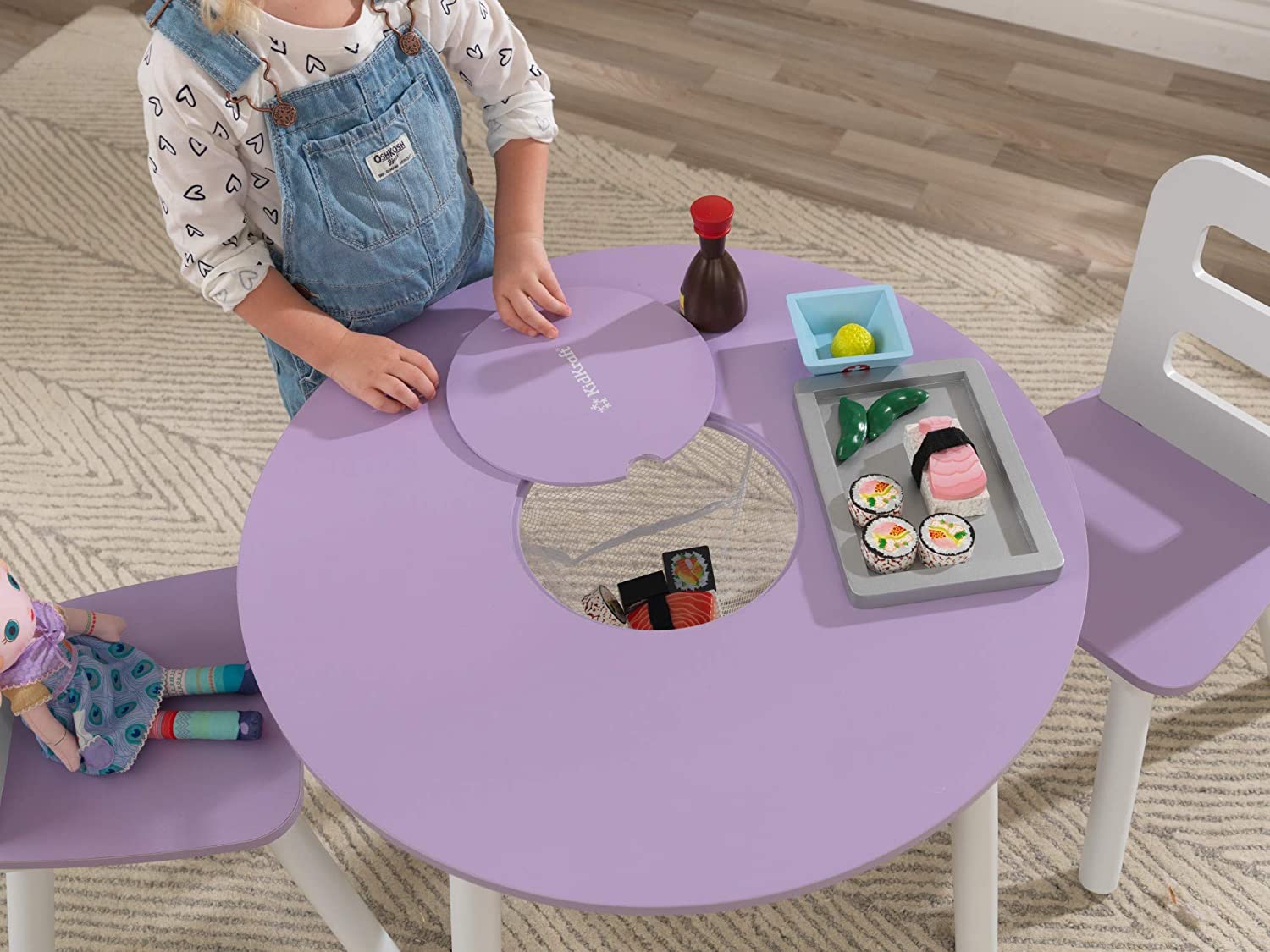 Round Table and 2 Chair Set for children (Lavender) - Cosy Abode