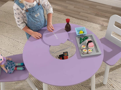 Round Table and 2 Chair Set for children (Lavender) - Cosy Abode