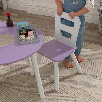 Round Table and 2 Chair Set for children (Lavender) - Cosy Abode