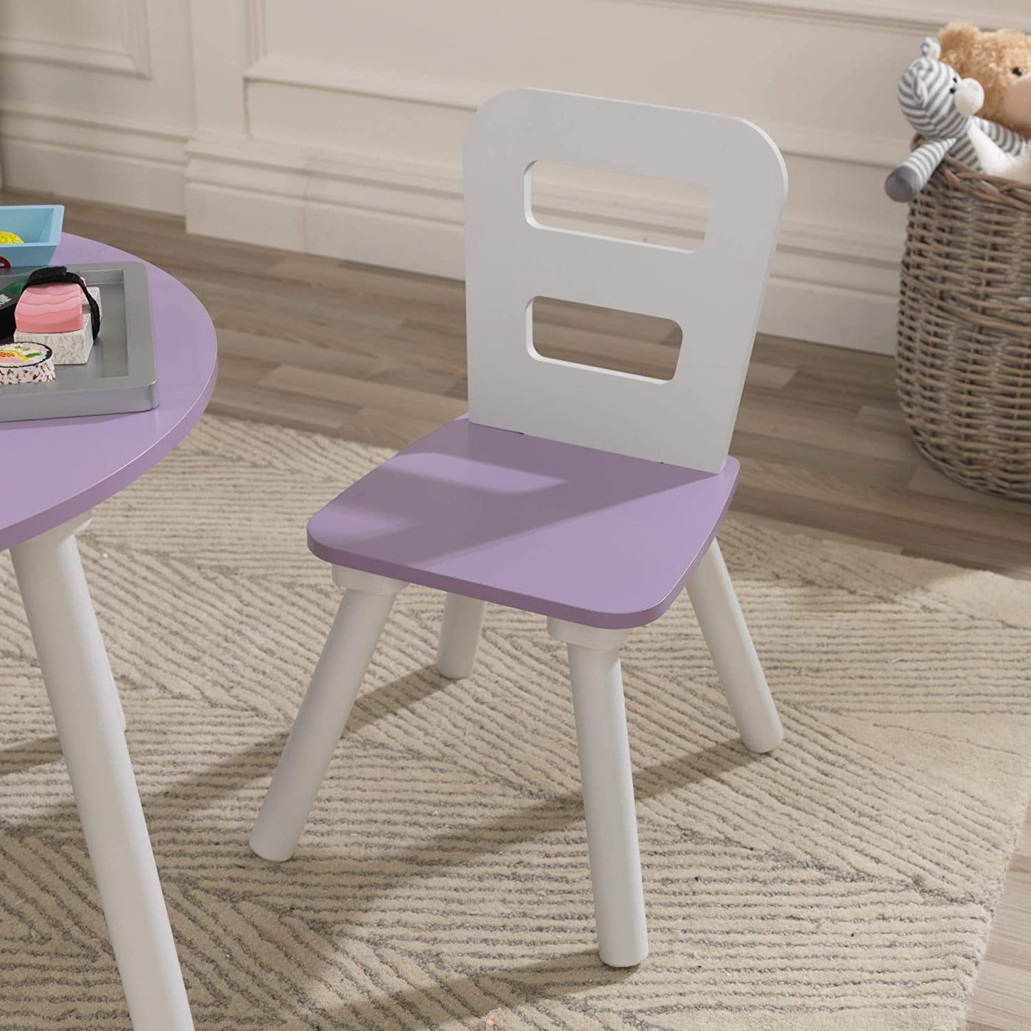 Round Table and 2 Chair Set for children (Lavender) - Cosy Abode