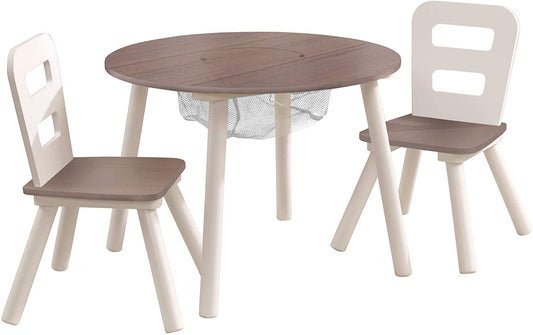 Round Table and 2 Chair Set for children (Grey) - Cosy Abode