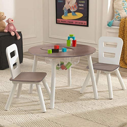 Round Table and 2 Chair Set for children (Grey) - Cosy Abode