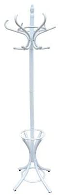 White Coat Rack with Stand Wooden Hat and 12 Hooks Hanger Walnut tree - Cosy Abode