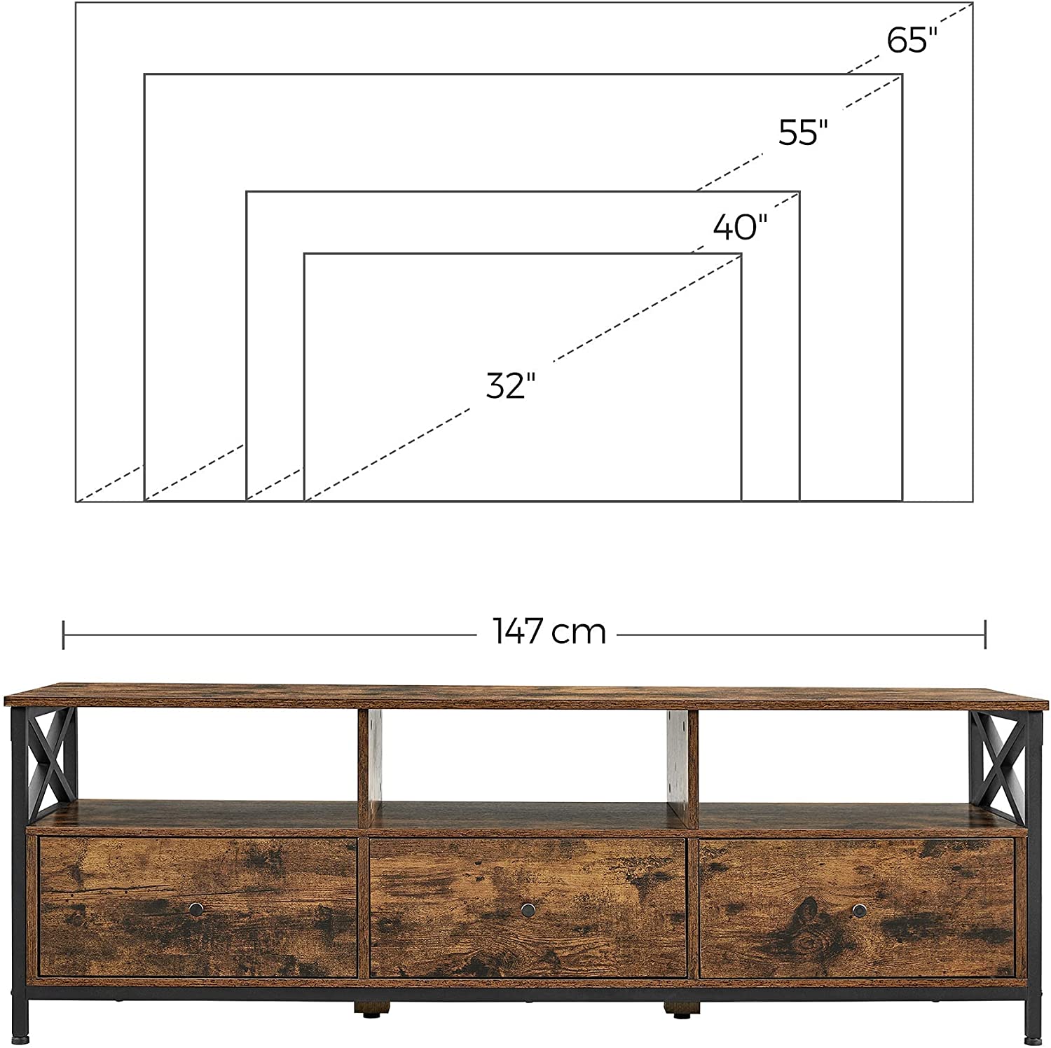 Modern Wooden TV Cabinet Holds TVs - Cosy Abode