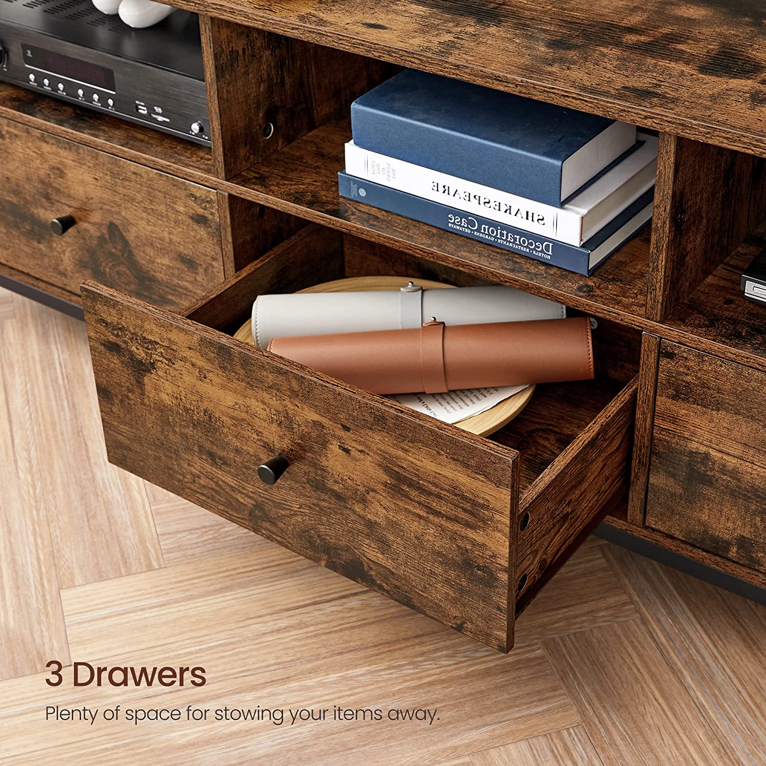 Modern Wooden TV Cabinet Holds TVs - Cosy Abode