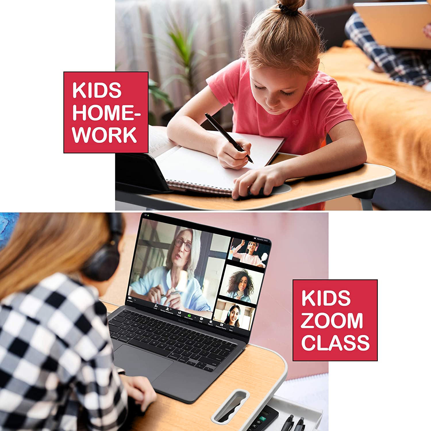 CARLA HOME Laptop Bed Desk with Storage and foldable legs for Adults, Kids & Home Office - Cosy Abode