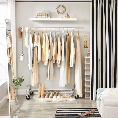 Clothes Rack Wheels Chrome Extendable, 136 kg load - Cosy Abode