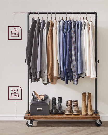 Clothes Rack Rustic Brown Black - Cosy Abode