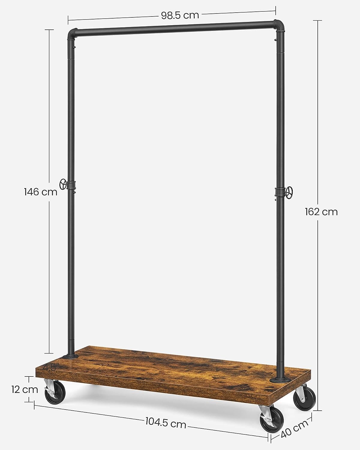 Clothes Rack Rustic Brown Black - Cosy Abode